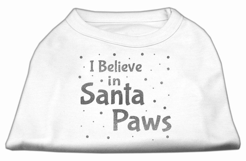 Christmas Screenprinted Dog Shirt, "I Believe In Santa Paws"