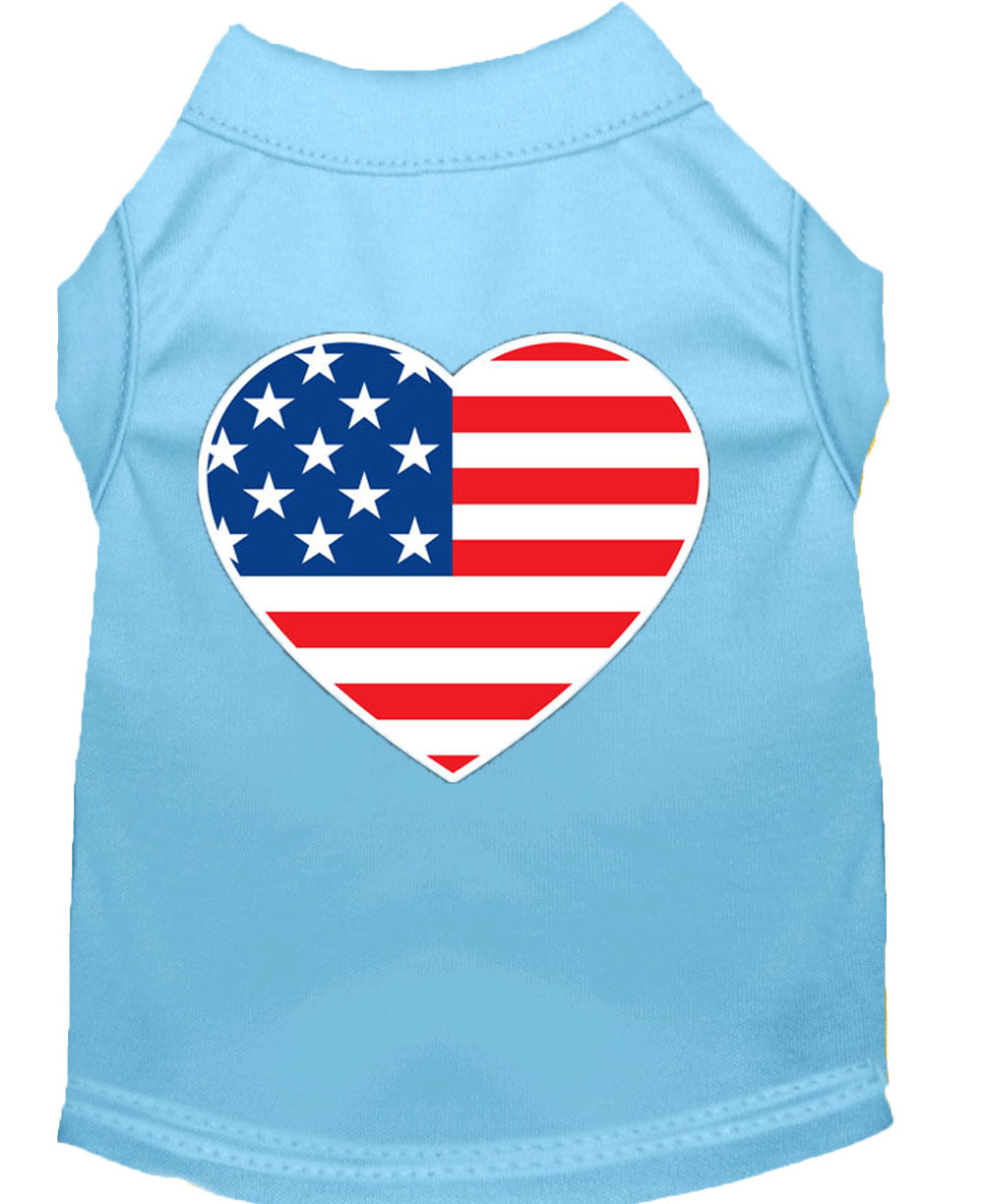 Pet Dog & Cat Shirt Screen Printed, "American Flag Heart"