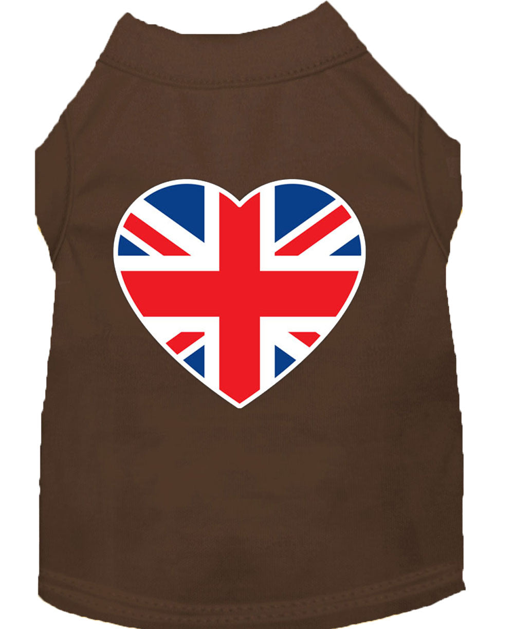 Pet Dog & Cat Shirt Screen Printed, "British Flag Heart"