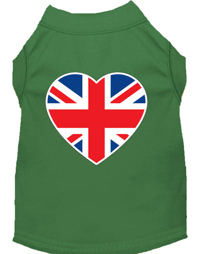 Pet Dog & Cat Shirt Screen Printed, "British Flag Heart"