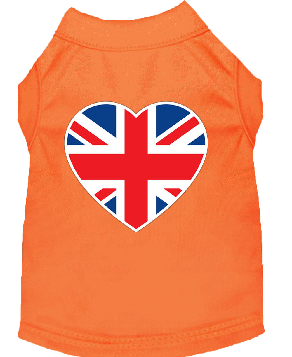 Pet Dog & Cat Shirt Screen Printed, "British Flag Heart"