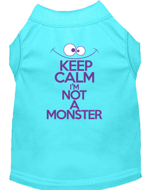 Pet Dog & Cat Shirt Screen Printed, "Keep Calm I'm Not A Monster"