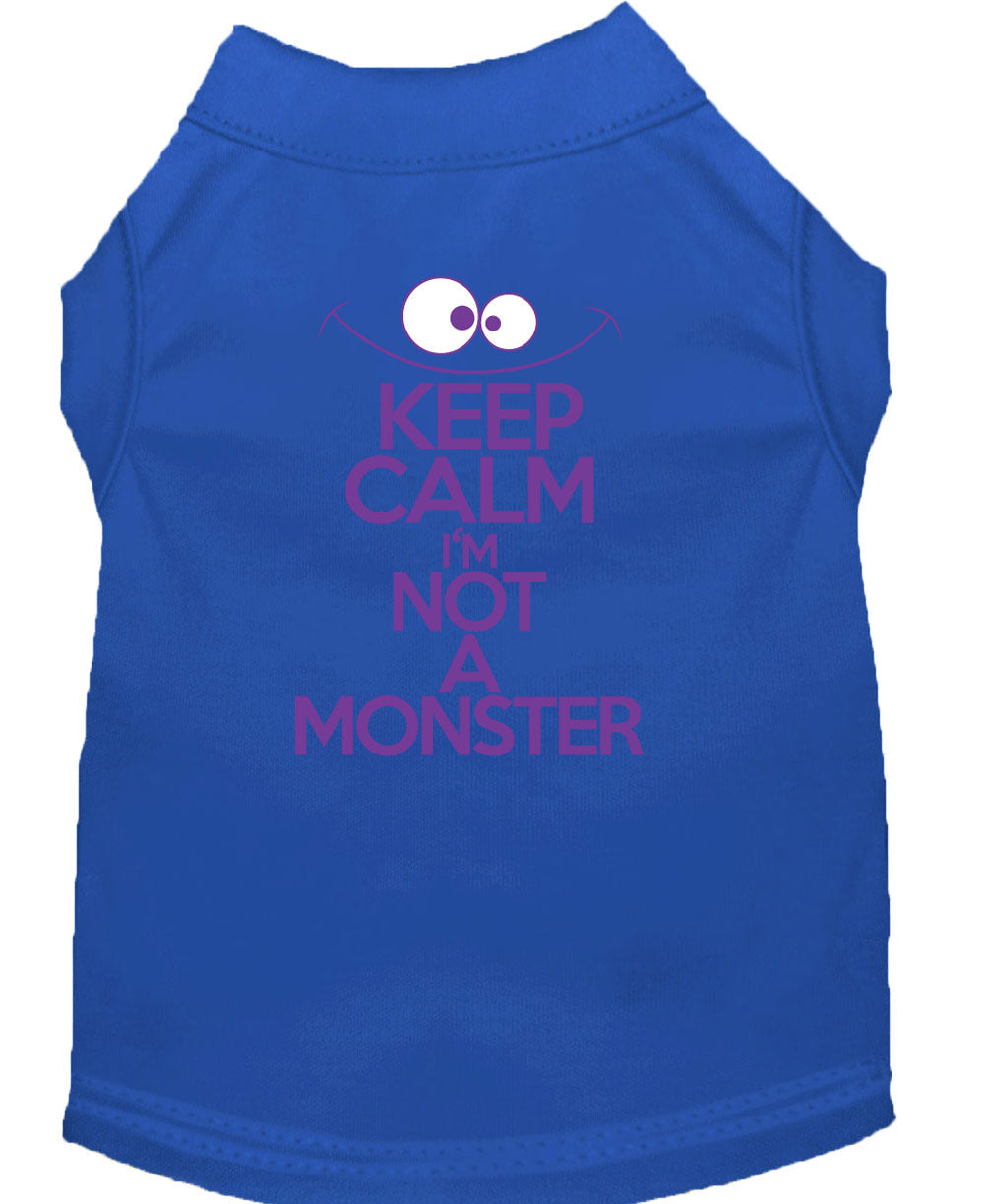 Pet Dog & Cat Shirt Screen Printed, "Keep Calm I'm Not A Monster"