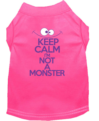 Pet Dog & Cat Shirt Screen Printed, "Keep Calm I'm Not A Monster"