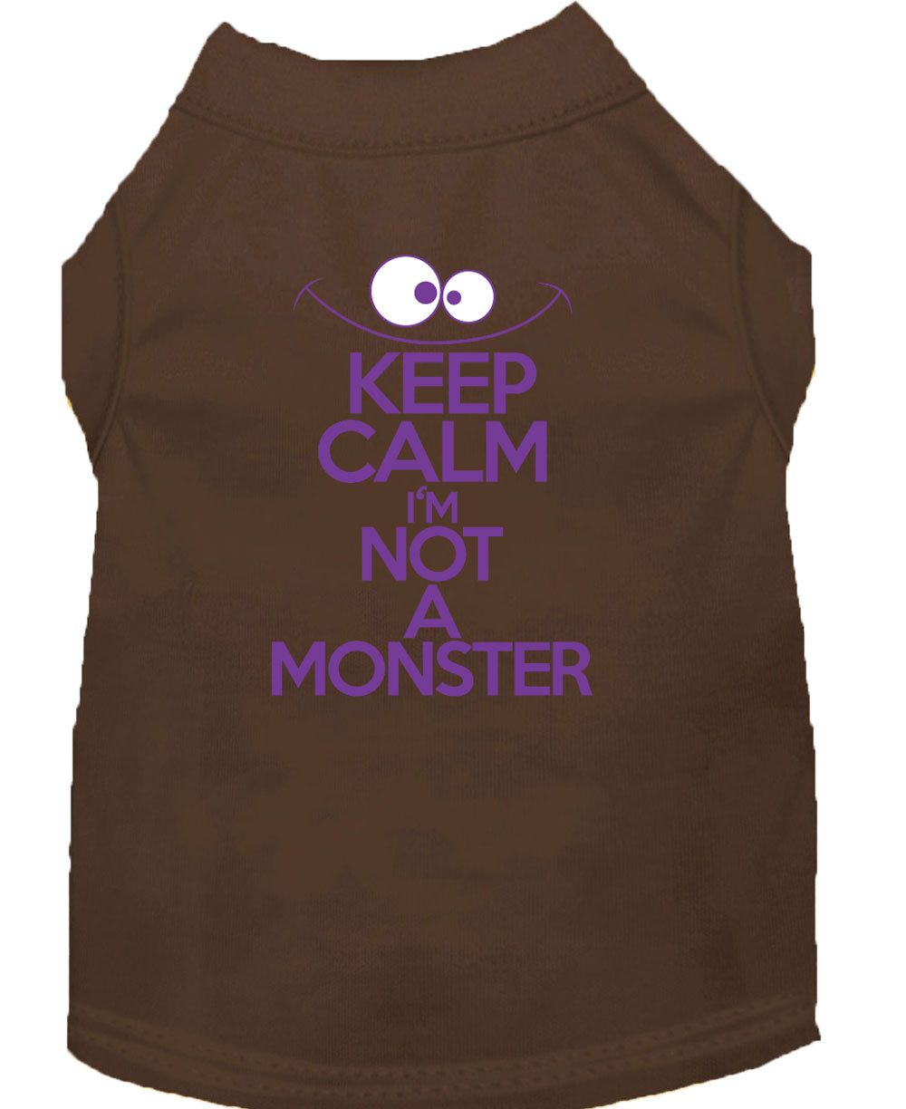 Pet Dog & Cat Shirt Screen Printed, "Keep Calm I'm Not A Monster"