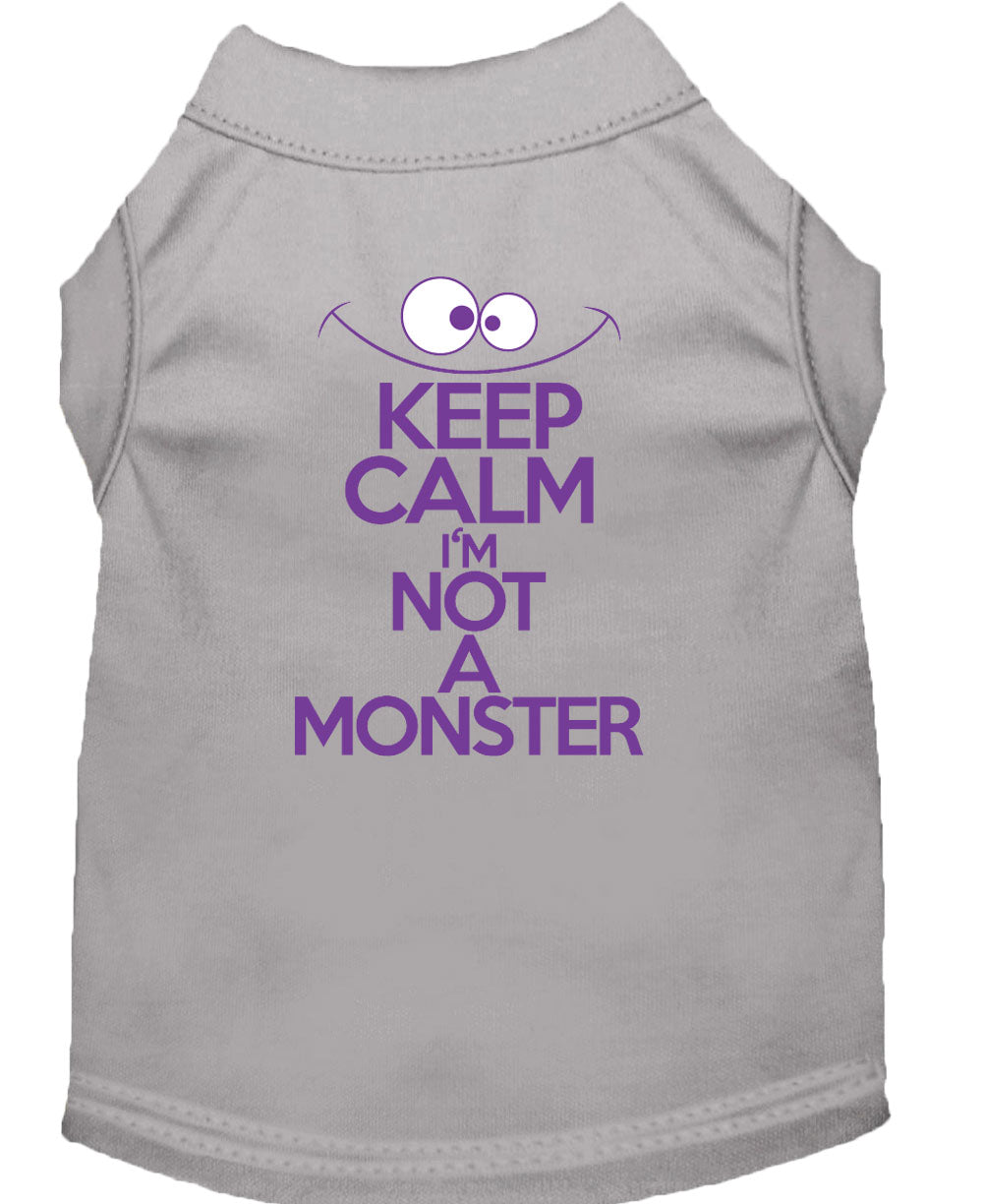 Pet Dog & Cat Shirt Screen Printed, "Keep Calm I'm Not A Monster"