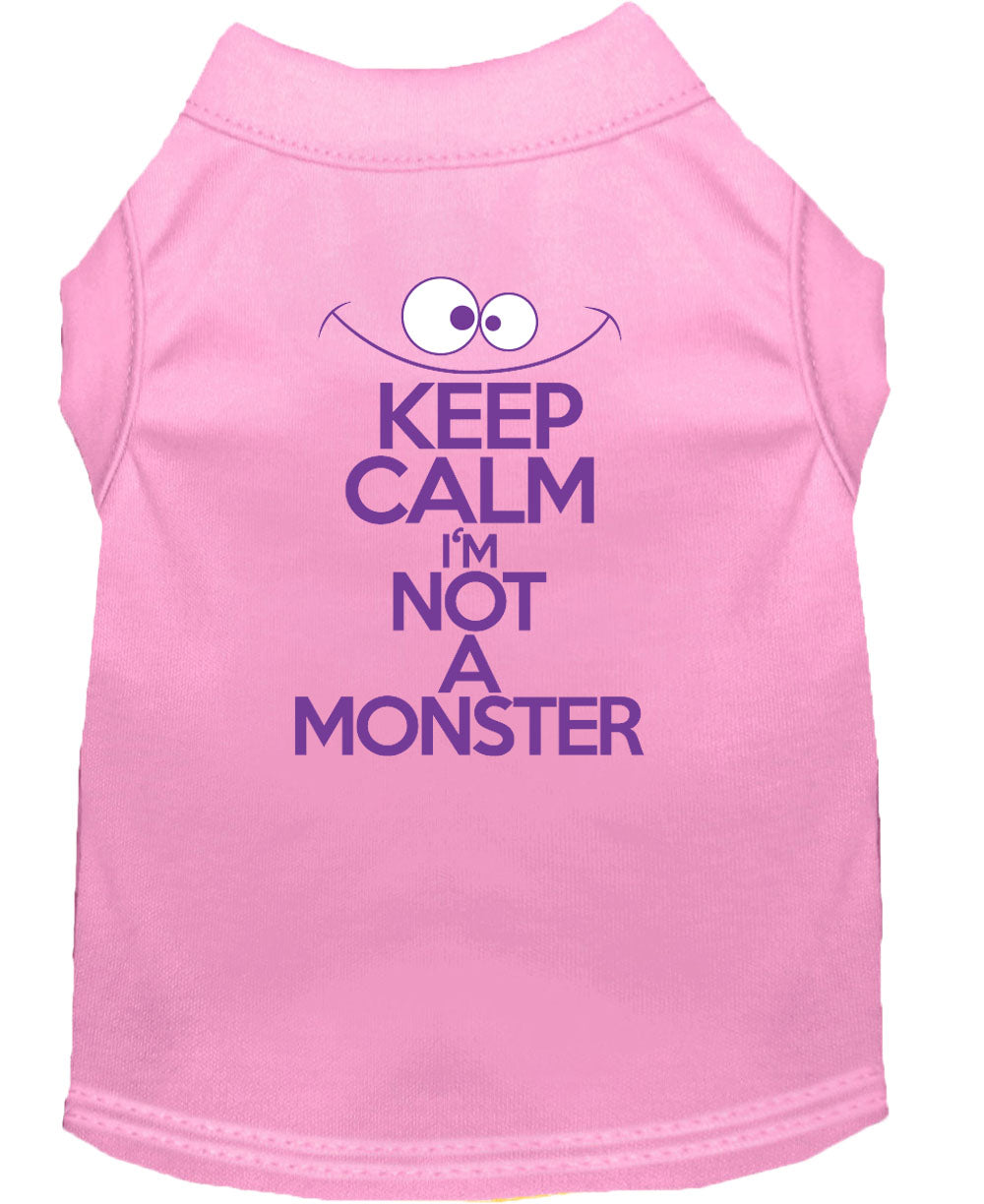 Pet Dog & Cat Shirt Screen Printed, "Keep Calm I'm Not A Monster"