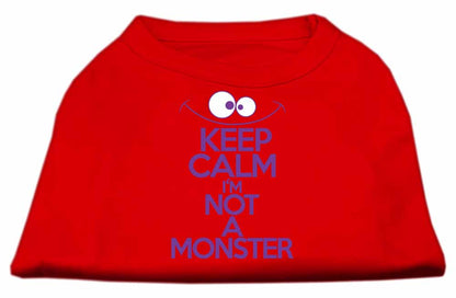 Pet Dog & Cat Shirt Screen Printed, "Keep Calm I'm Not A Monster"