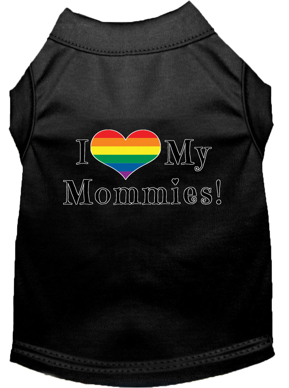 Pet Dog & Cat Shirt Screen Printed, "I Heart My Mommies"