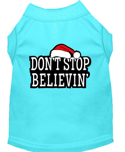 Christmas Screenprinted Dog Shirt, "Don't Stop Believin"