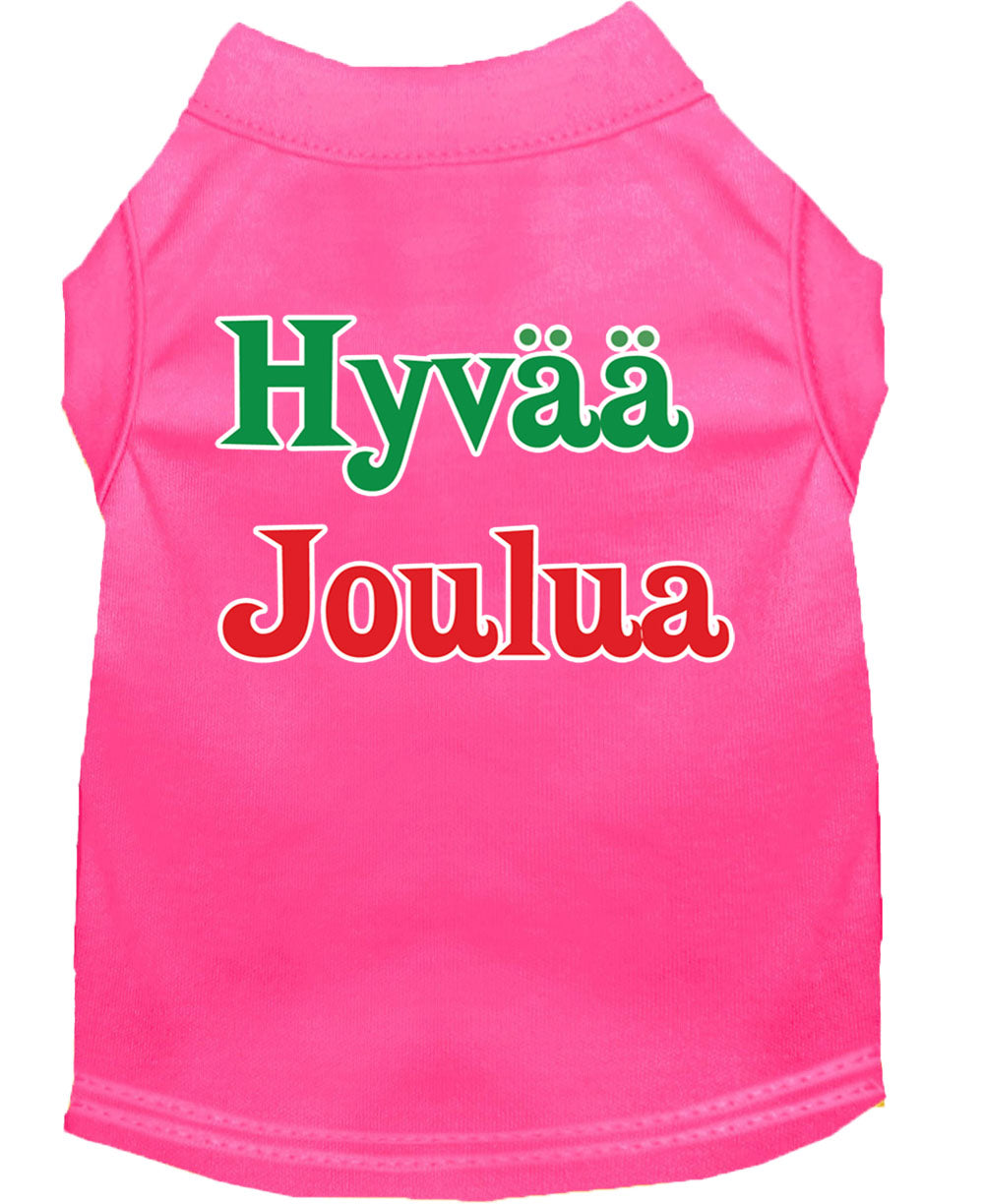 Christmas Screenprinted Dog Shirt, "Hyvaa Joulua"