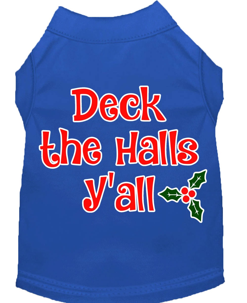 Christmas Pet Dog & Cat Shirt Screen Printed, "Deck The Halls, Y'all"