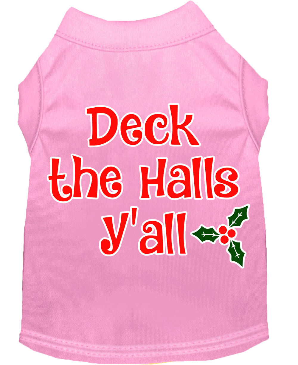 Christmas Pet Dog & Cat Shirt Screen Printed, "Deck The Halls, Y'all"