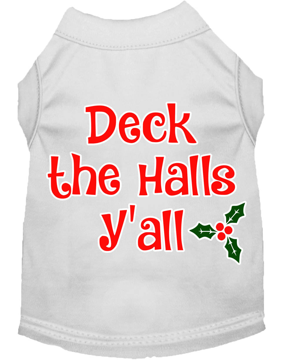 Christmas Pet Dog & Cat Shirt Screen Printed, "Deck The Halls, Y'all"