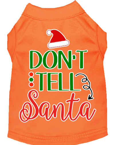 Christmas Pet Dog & Cat Shirt Screen Printed, "Don't Tell Santa"