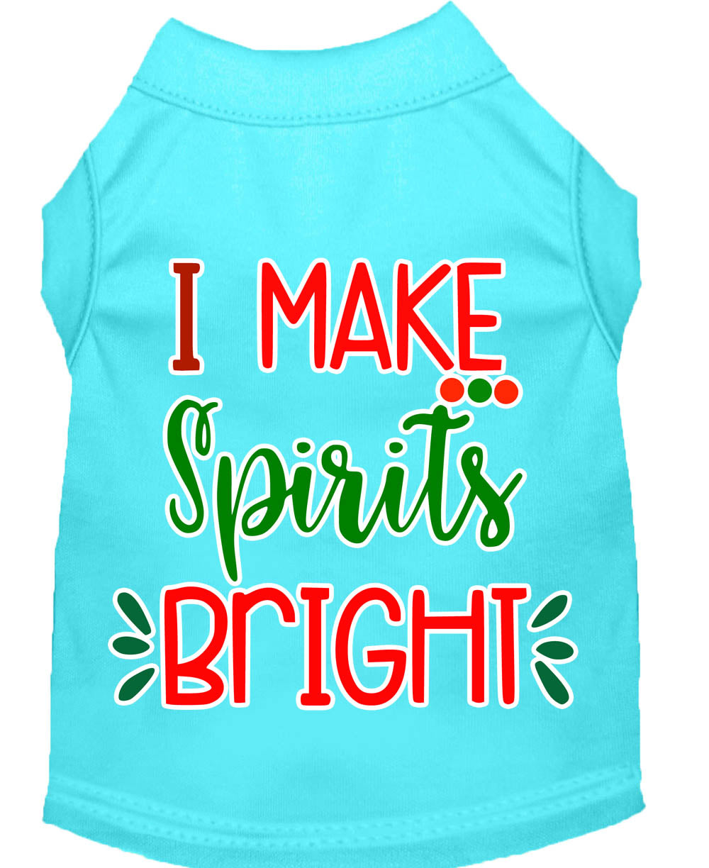 Camiseta navideña para perros y gatos con serigrafía "I Make Spirits Bright"