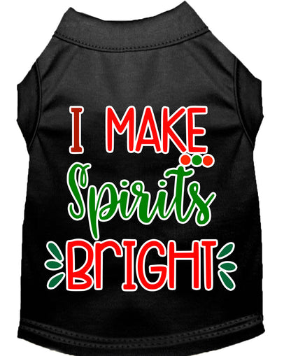 Camiseta navideña para perros y gatos con serigrafía "I Make Spirits Bright"