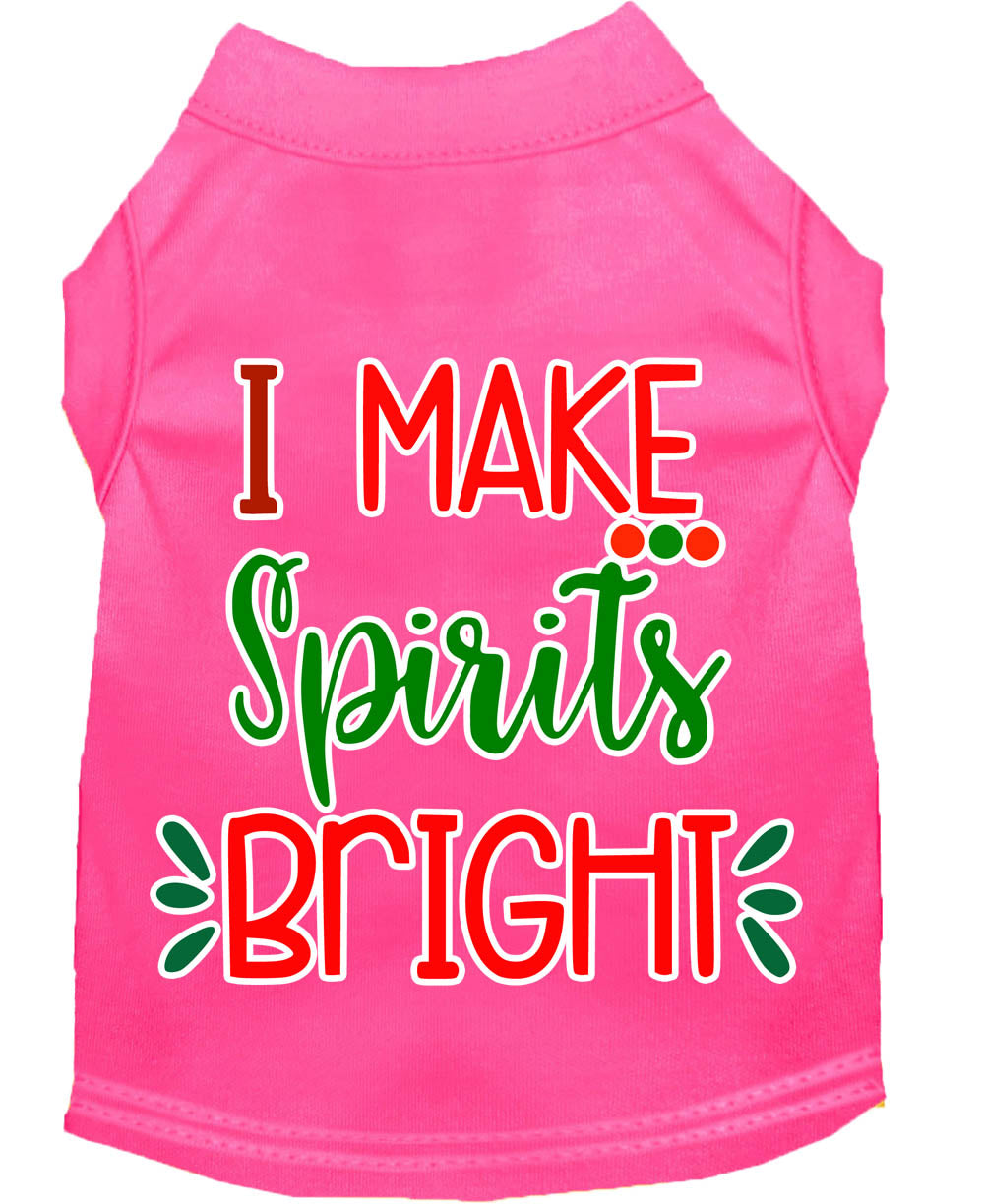 Camiseta navideña para perros y gatos con serigrafía "I Make Spirits Bright"