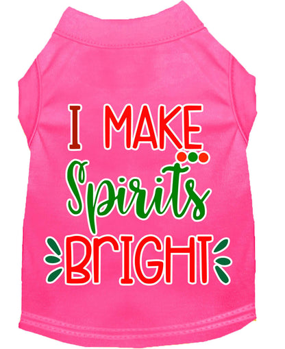 Camiseta navideña para perros y gatos con serigrafía "I Make Spirits Bright"