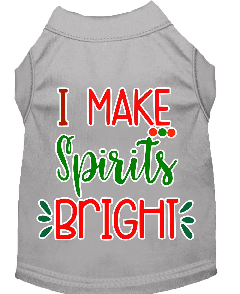 Camiseta navideña para perros y gatos con serigrafía "I Make Spirits Bright"