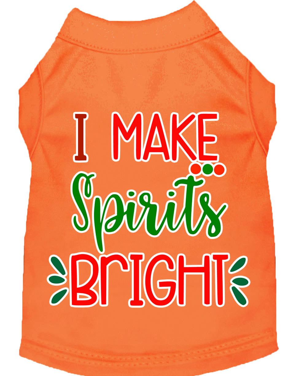 Camiseta navideña para perros y gatos con serigrafía "I Make Spirits Bright"