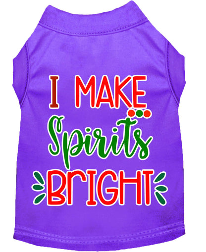 Camiseta navideña para perros y gatos con serigrafía "I Make Spirits Bright"