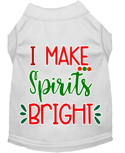 Camiseta navideña para perros y gatos con serigrafía "I Make Spirits Bright"