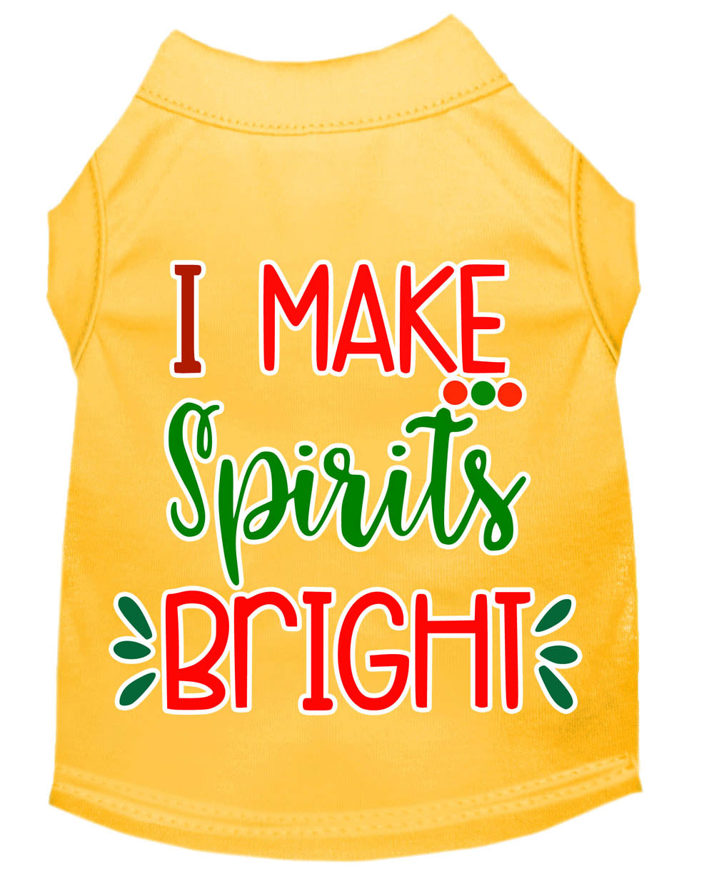 Camiseta navideña para perros y gatos con serigrafía "I Make Spirits Bright"