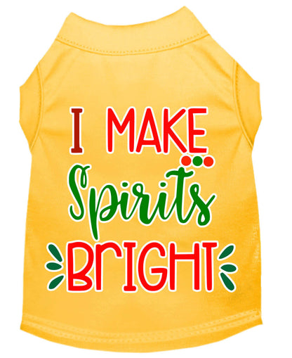 Camiseta navideña para perros y gatos con serigrafía "I Make Spirits Bright"