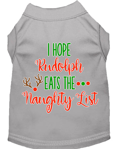 Christmas Pet Dog & Cat Shirt Screen Printed, "I Hope Rudolph Eats The Naughty List"