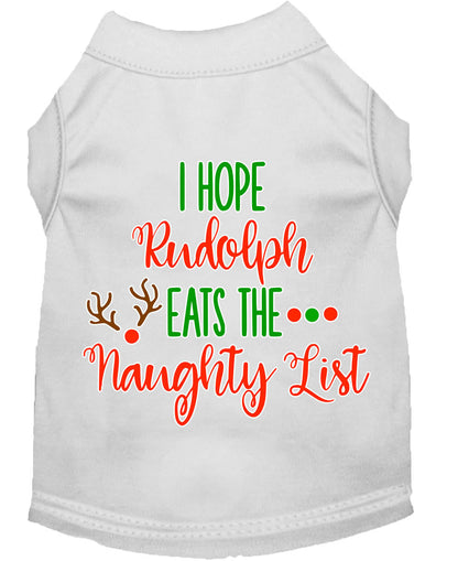 Christmas Pet Dog & Cat Shirt Screen Printed, "I Hope Rudolph Eats The Naughty List"