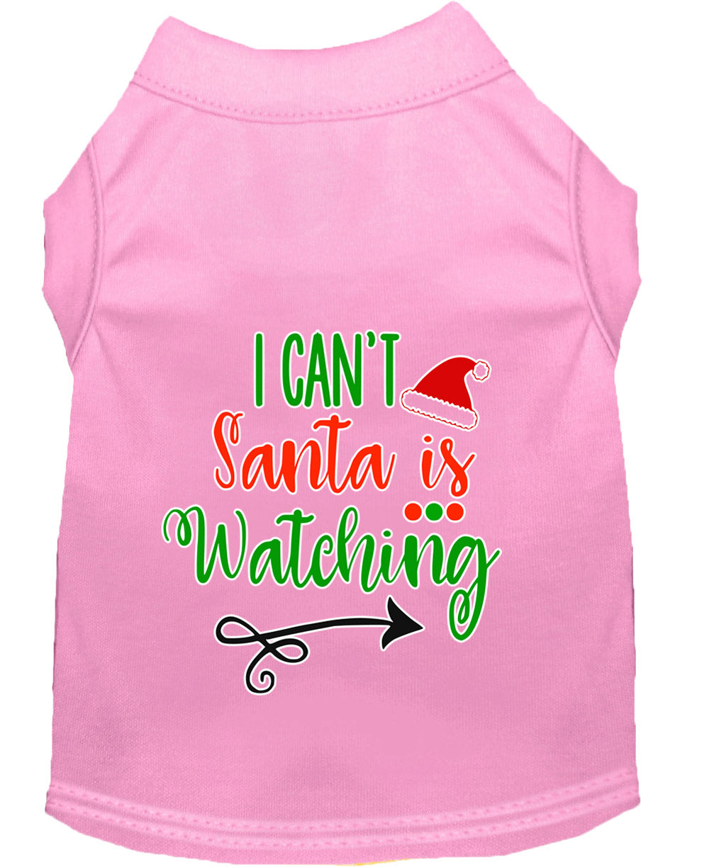 Christmas Pet Dog & Cat Shirt Screen Printed, "I Can't, Santa is Watching"