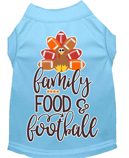 Camiseta para perros y gatos con serigrafía "Familia, comida y fútbol"