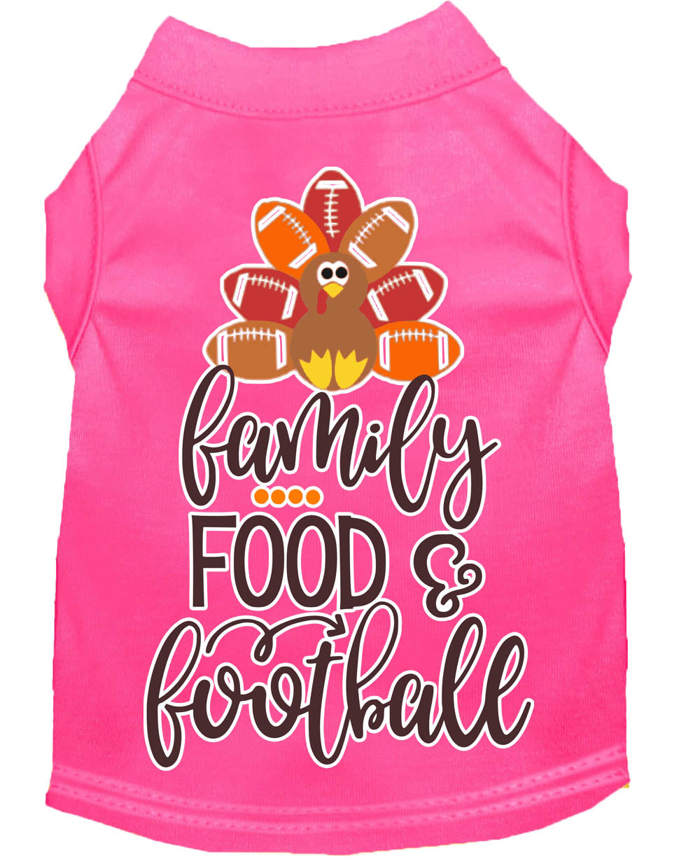 Camiseta para perros y gatos con serigrafía "Familia, comida y fútbol"