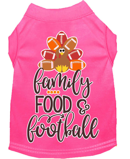 Camiseta para perros y gatos con serigrafía "Familia, comida y fútbol"