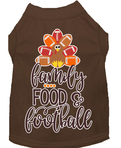 Camiseta para perros y gatos con serigrafía "Familia, comida y fútbol"