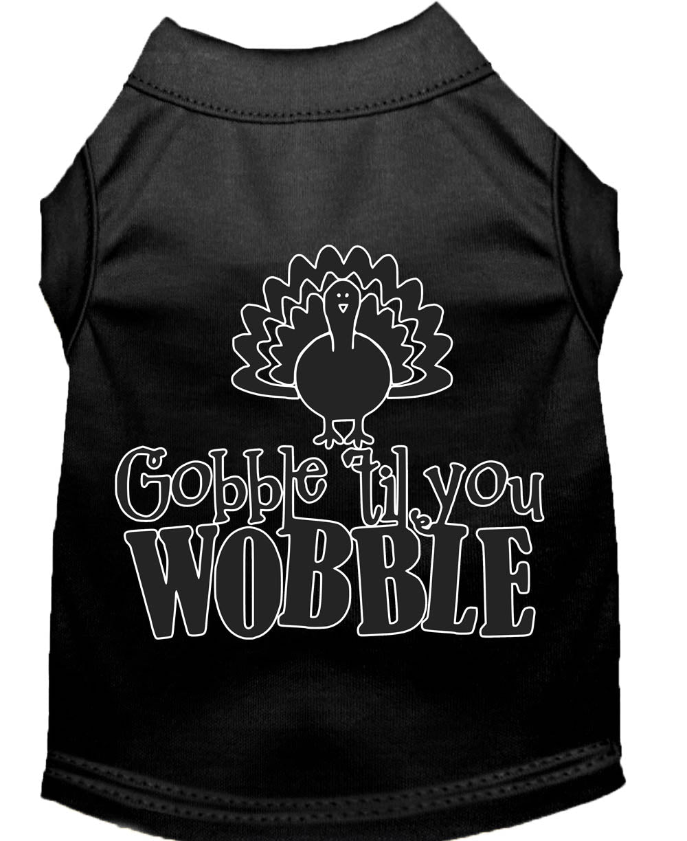 Pet Dog & Cat Shirt Screen Printed, "Gobble Til Ya Wobble"