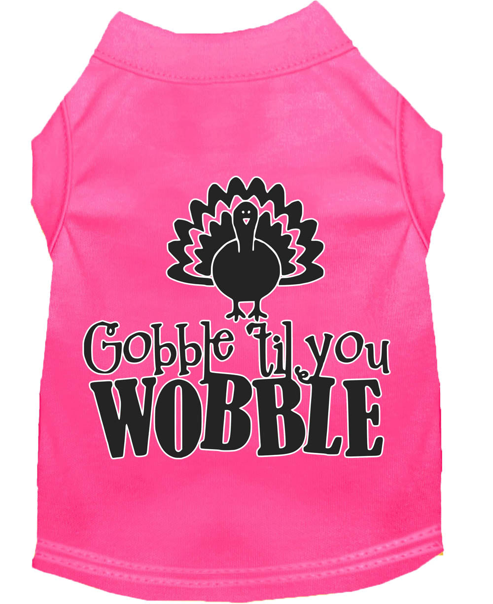 Pet Dog & Cat Shirt Screen Printed, "Gobble Til Ya Wobble"