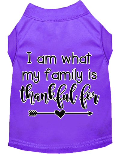 Pet Dog & Cat Shirt Screen Printed, "I Am What My Family Is Thankful For"