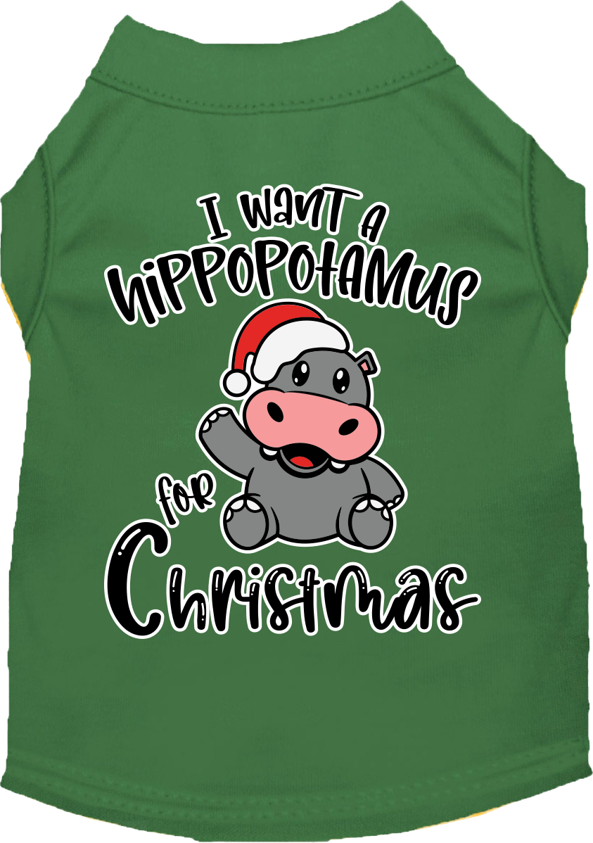 Christmas Pet Dog & Cat Shirt Screen Printed, "I Want A Hippopotamus For Christmas"