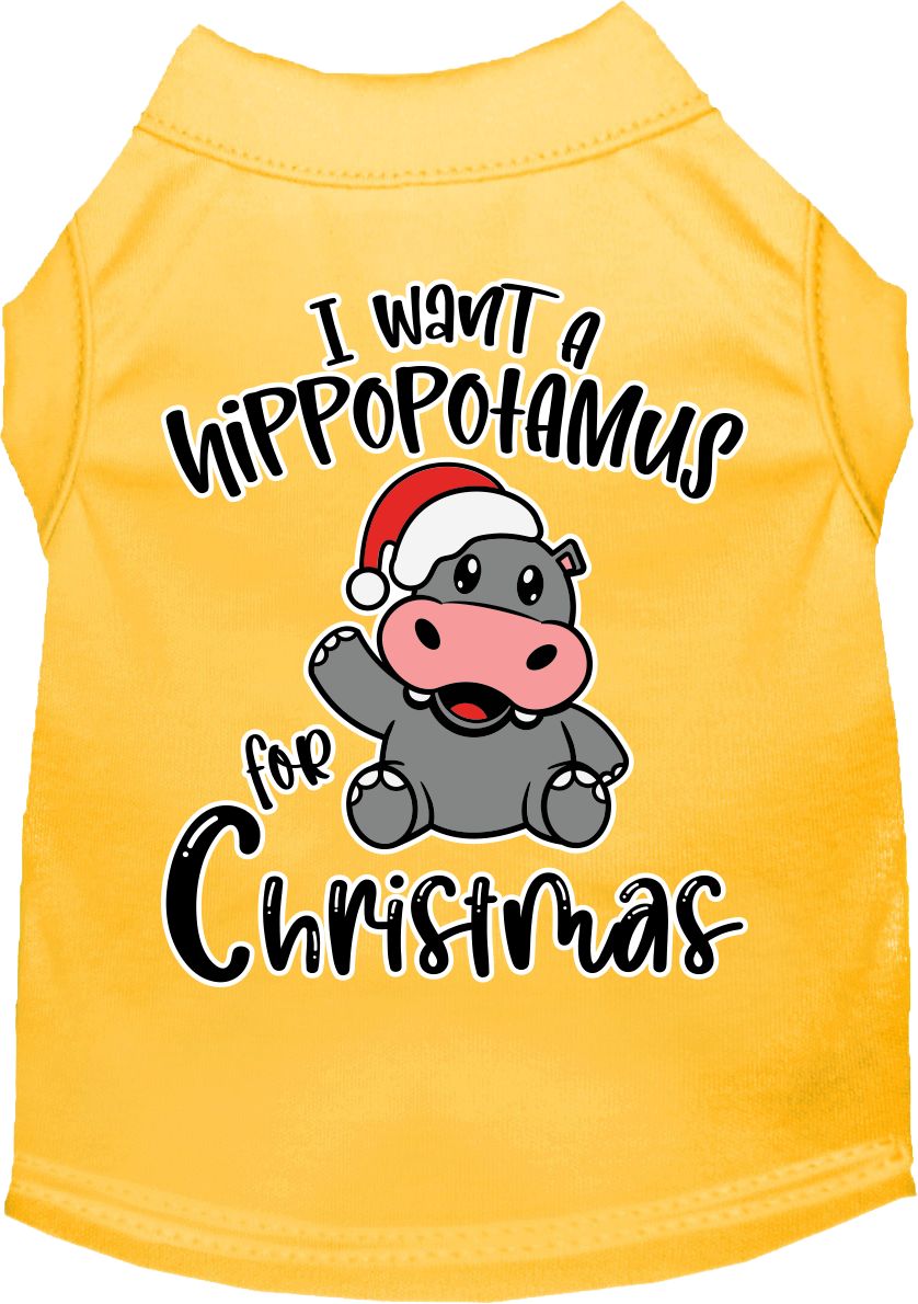 Christmas Pet Dog & Cat Shirt Screen Printed, "I Want A Hippopotamus For Christmas"