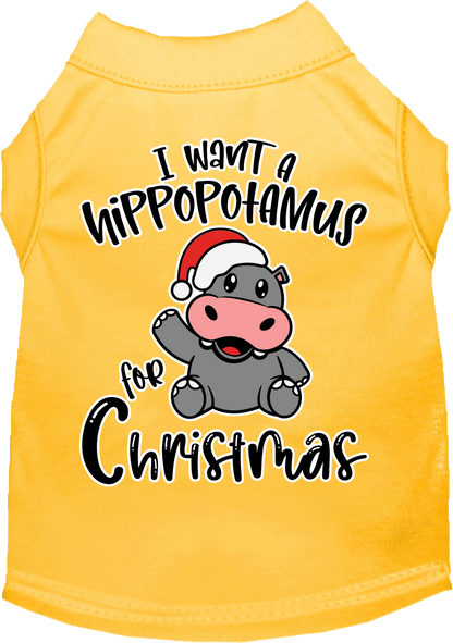 Christmas Pet Dog & Cat Shirt Screen Printed, "I Want A Hippopotamus For Christmas"