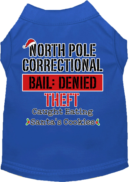 Christmas Pet Dog & Cat Shirt Screen Printed, "North Pole Correctional"