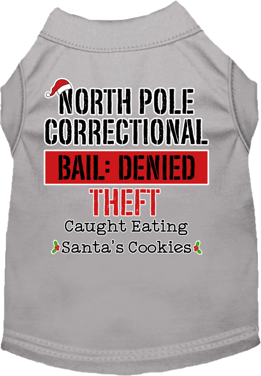 Christmas Pet Dog & Cat Shirt Screen Printed, "North Pole Correctional"