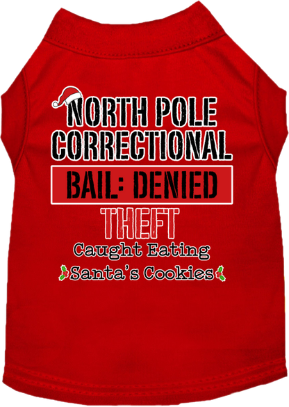 Christmas Pet Dog & Cat Shirt Screen Printed, "North Pole Correctional"