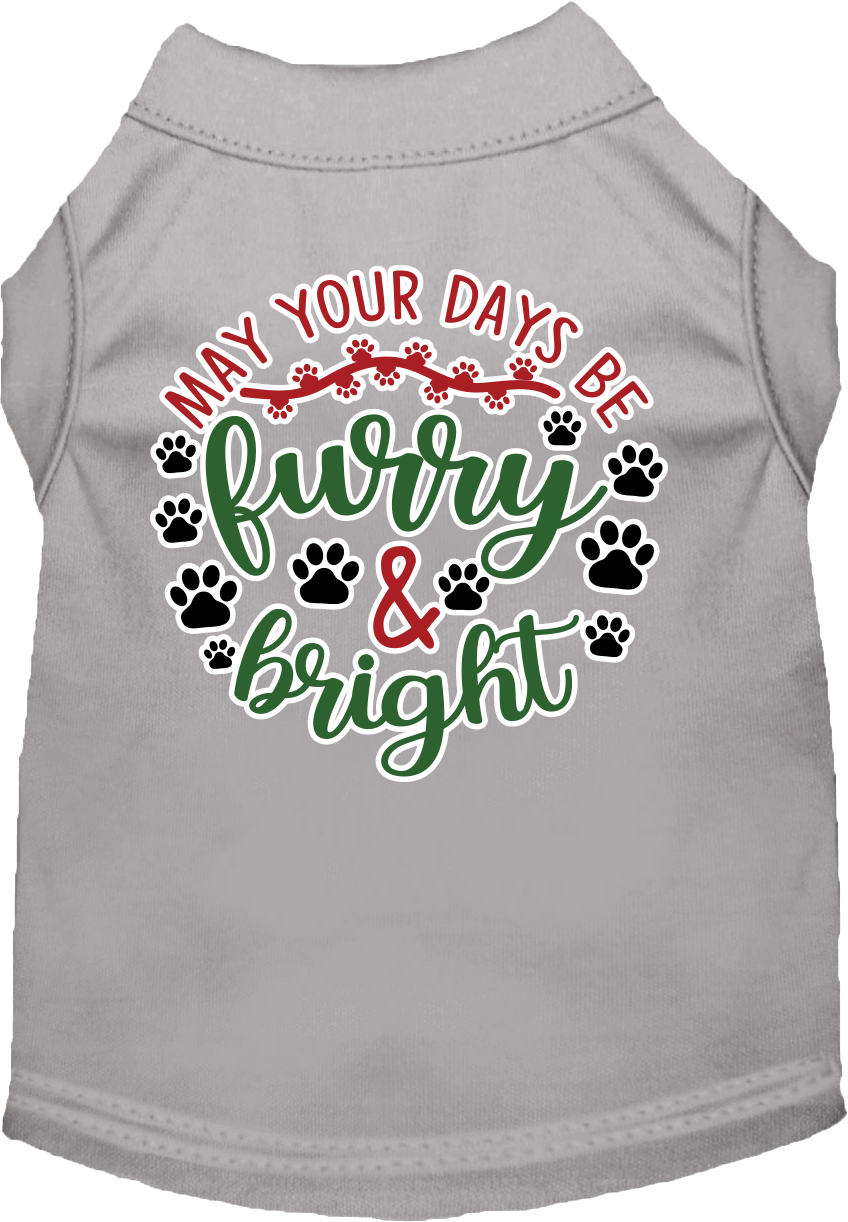 Christmas Pet Dog and Cat Shirt Screen Printed, "Furry & Bright"