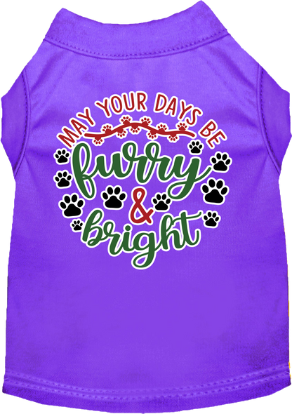 Christmas Pet Dog and Cat Shirt Screen Printed, "Furry & Bright"