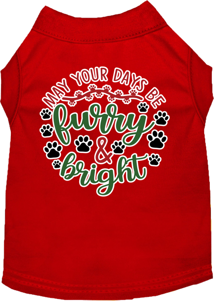 Christmas Pet Dog and Cat Shirt Screen Printed, "Furry & Bright"