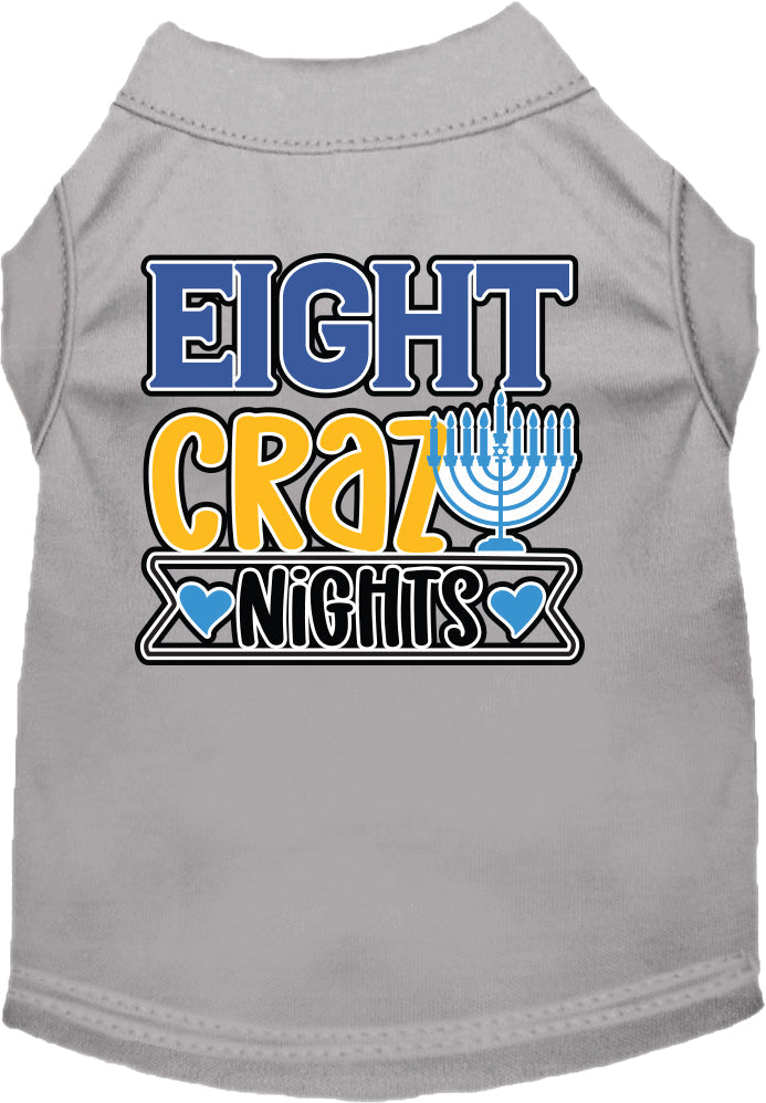 Camiseta para perros y gatos de Hanukkah con serigrafía "Eight Crazy Nights"