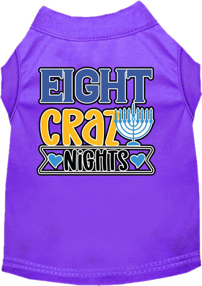 Camiseta para perros y gatos de Hanukkah con serigrafía "Eight Crazy Nights"